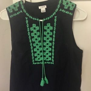 J. crew size 6 navy blue and green blouse.